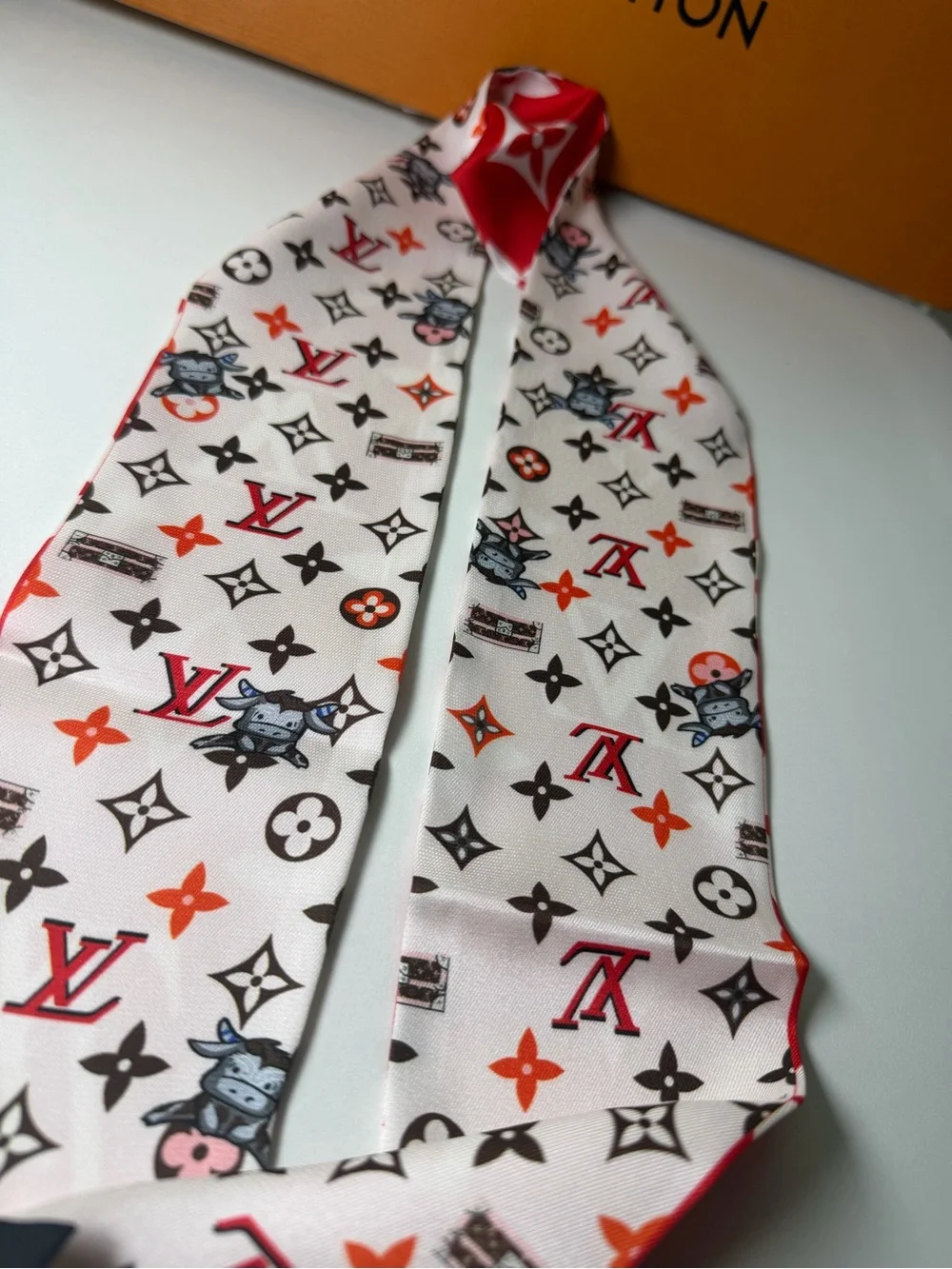 Louis Vuitton Silk Monogram Rodeo Bandeau Red